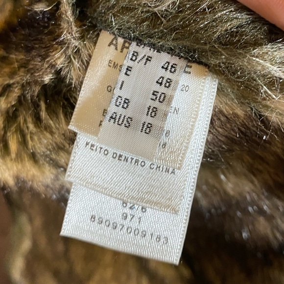 Vintage Apanage Faux Suede Fur Coat Jacket Leather Brown Shearling Sheepskin - Picture 12 of 16